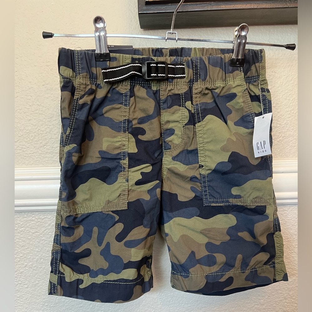 GAP Kids Green and Blue Camouflage Shorts